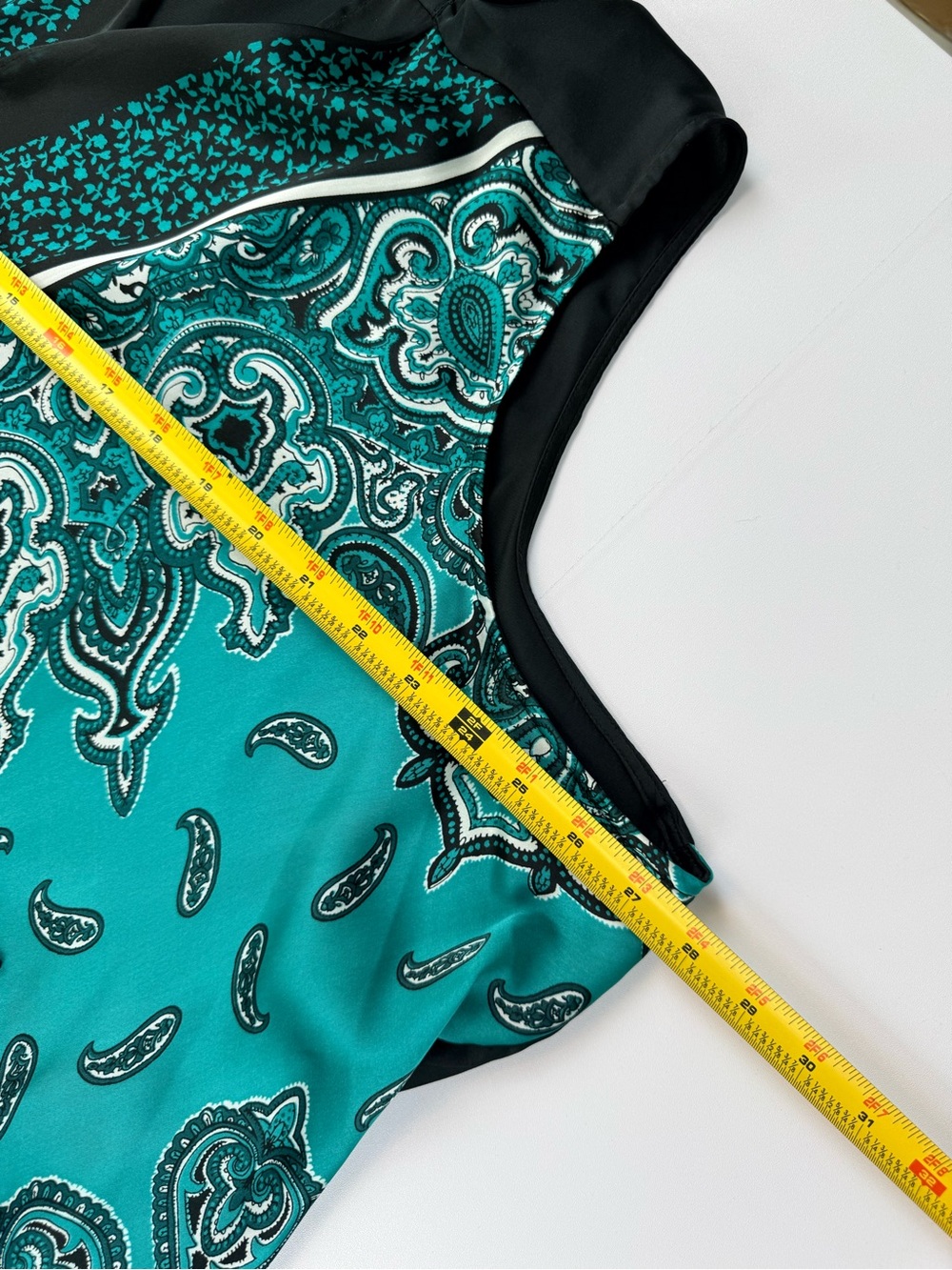 Michael Kors 3X Paisley Kimono Cardigan Teal Black Open Front Duster Plus Size - Picture 7 of 10